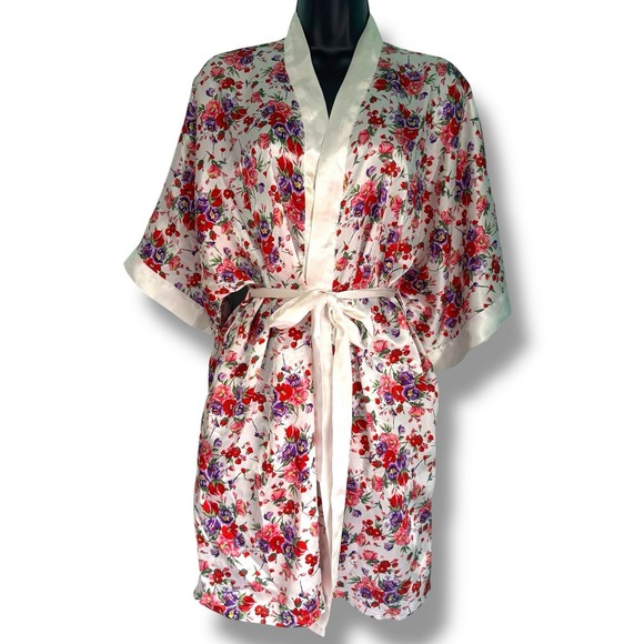 Frederick's of Hollywood Other - Vintage 90s Frederick's of Hollywood Floral Robe Lingerie Large Satin Overcoat